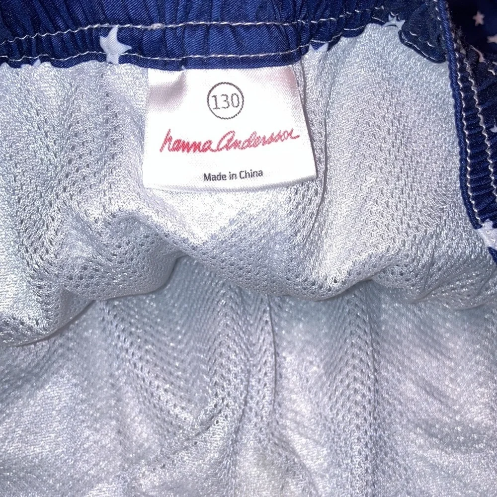 Hanna Andersson swim trunk and tee red white blue stripes and stars size 130 6/7 - Picture 5 of 11